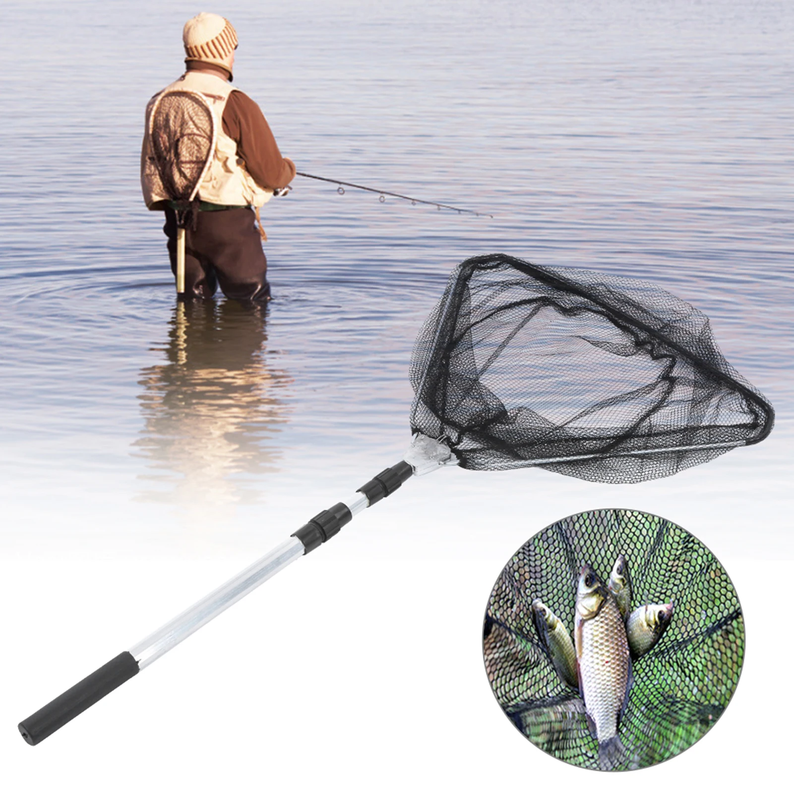 Треугольный складной рыболовный подсак 1 5 м с телескопической ручкой