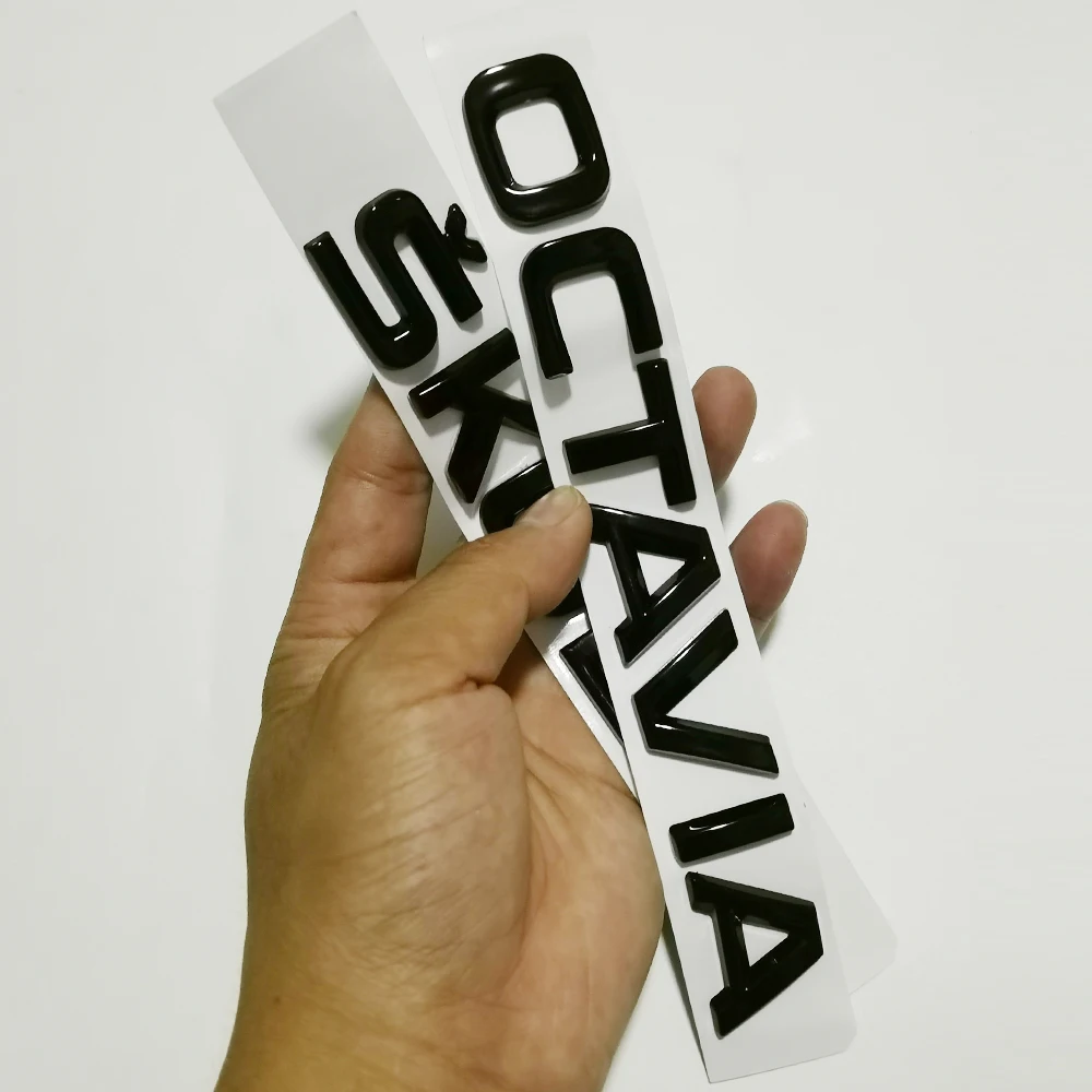 

2pcs/lot Glossy Black Rear Sticker For SKODA OCTAVIA A7 A2 A3 A5 A6 4X4 SKODA Trunk Sticker SKODA Emblem Nameplate Sticker