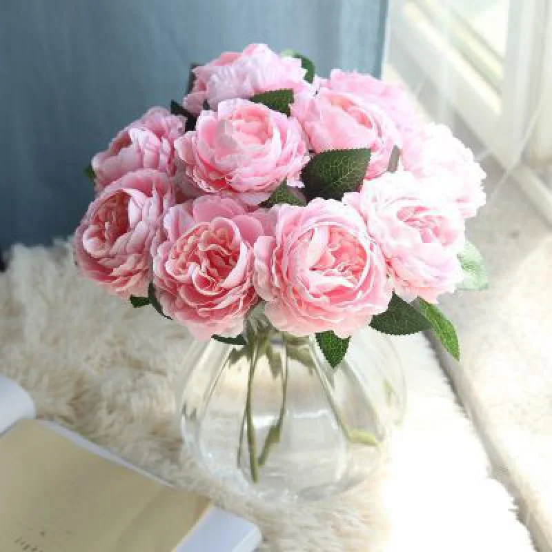 

Nordic Artificial Flower Factory Home Decoration Wedding Bouquet Fake Flower Western Rose Core Single Head Peony
