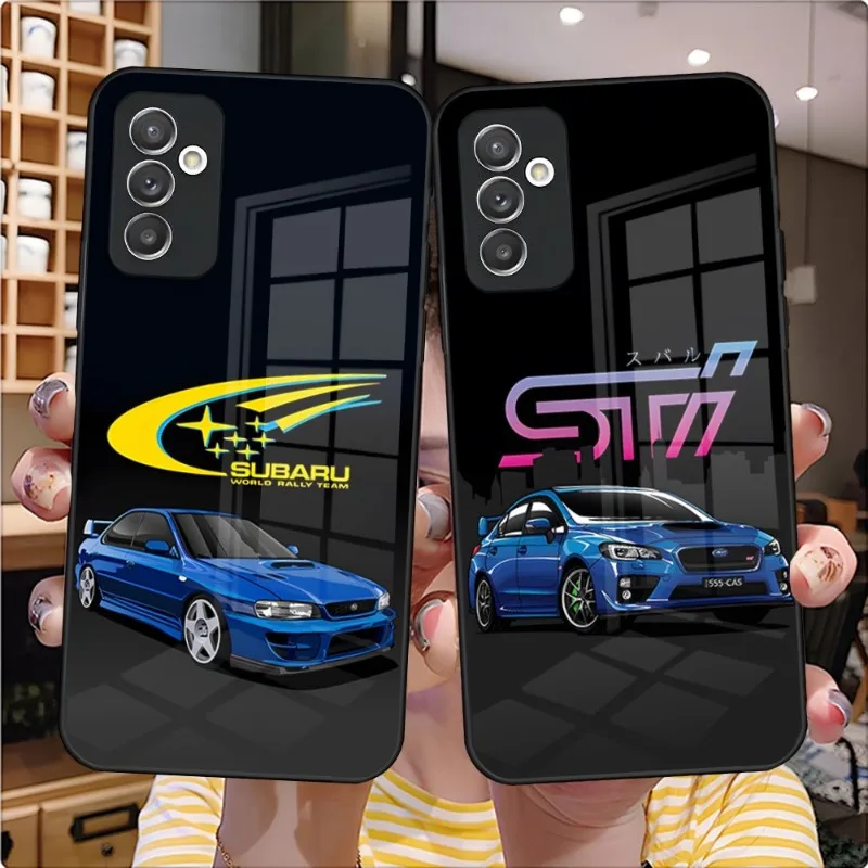 

Чехол для телефона JDM Subaru WRX Sti, стеклянный чехол с логотипом для Samsung A54, A51, A52, A21, A71, A20, A14, A12, A22, A40, A32, A72, A30, A34, задняя крышка