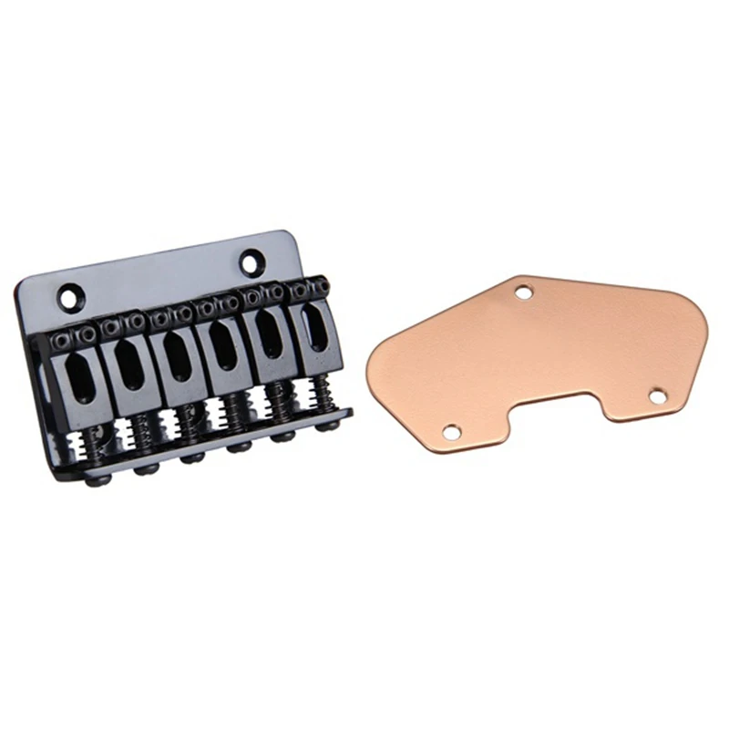 

1 шт. 6 седельный твердый мост для электрической гитары и 1 шт. Железный гитарный звукосниматель опорная пластина для Tele Strat медный плакирован...