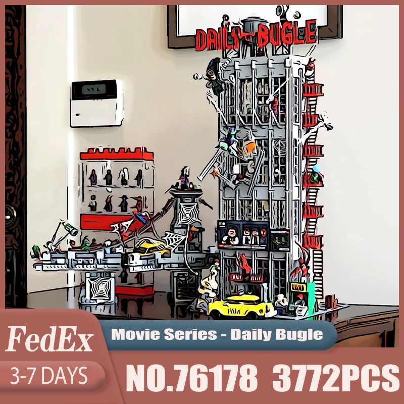 With lighting Daily Bugle Tower Office Heroes Bricks Model Fit 76178 Building Blocks Educational Toys Kid Christmas Gifts