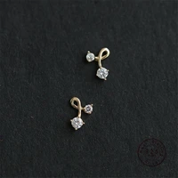 hi man 925 sterling silver small cute cherry zircon stud earrings women simple trend party gift jewelry accessories
