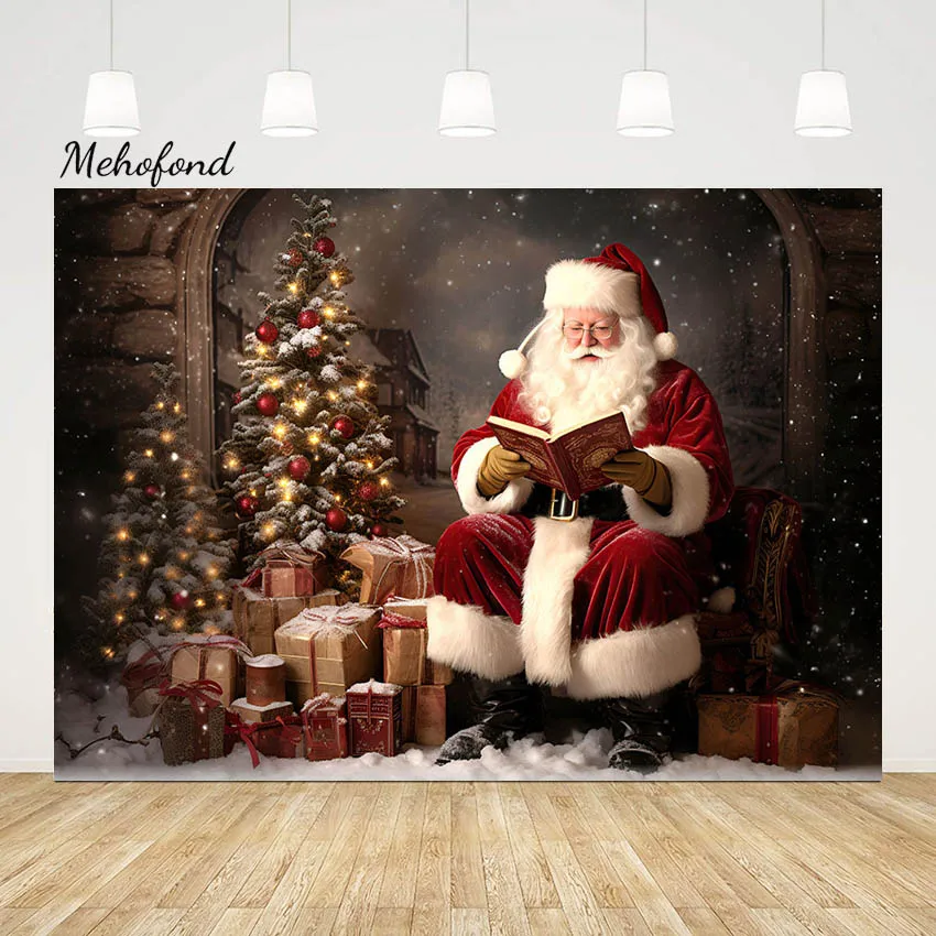 

Фон для детской фотосъемки Mehofond с рождественской тематикой Санта-Клауса, портрет, фотосессия, рождественская елка, Подарочный фон, Фотостудия