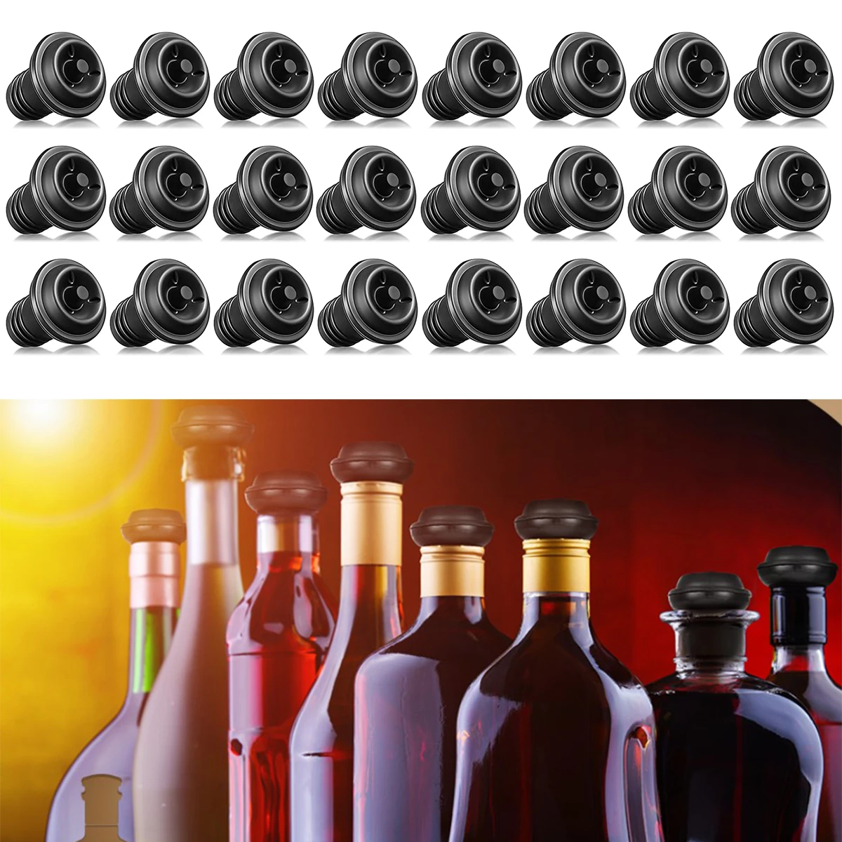 

New24pcs Wine Stoppers Resealable Wine Pump Vacuum Stoppers Vacuum Wine Stopper Silicone Wine Saver Vacuum Stoppers Practical