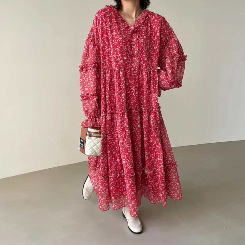 

WTIANYUW шикарная модная Свободная Повседневная шифоновая элегантная винтажная весенне-летняя Женская юбка с V-образным вырезом и оборками