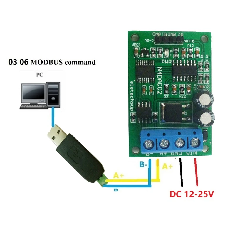 DC 12 В 0-5 0-10 генератор сигналов напряжения ЦАП преобразователь модуль RS485 Modbus RTU для