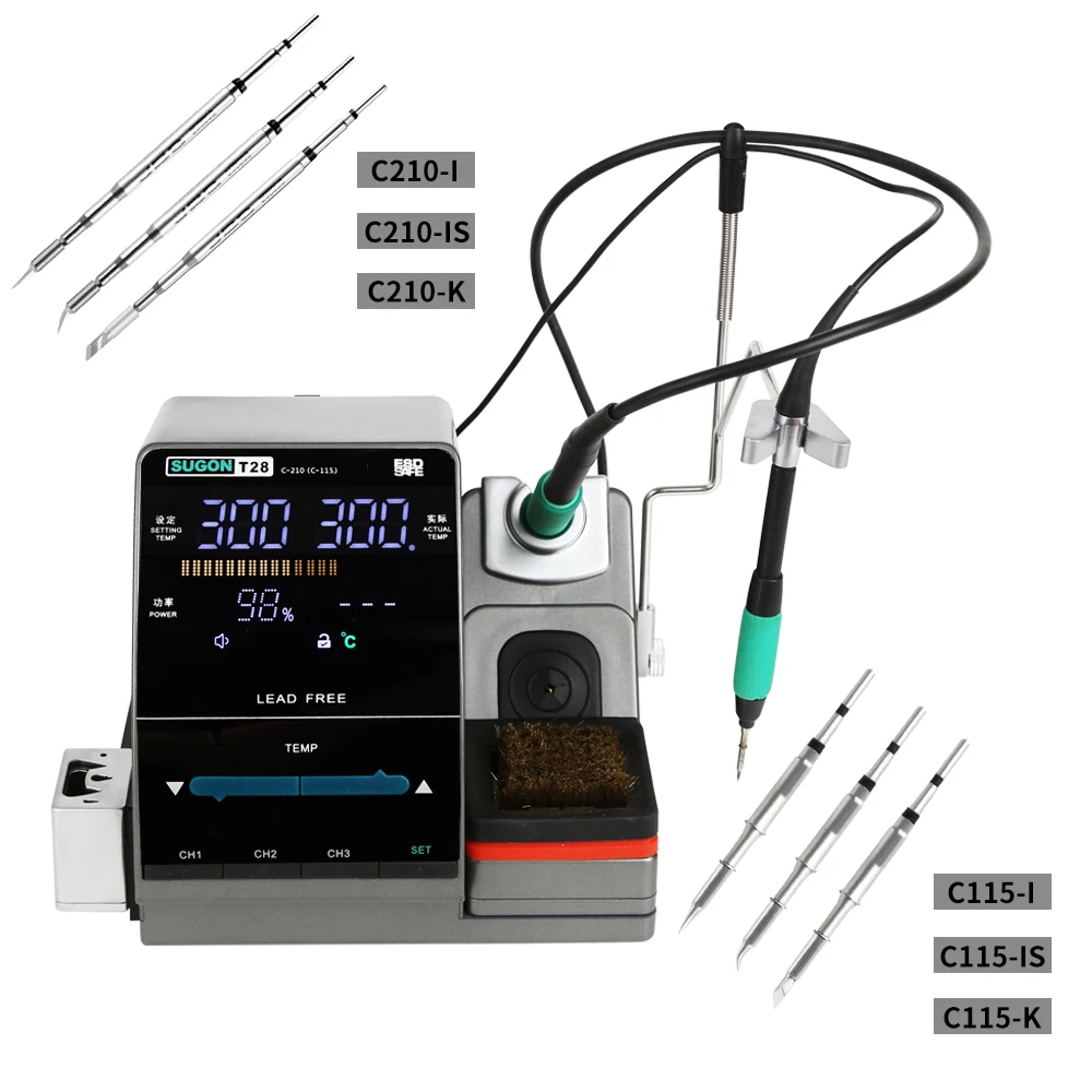 

SUGON T28 Soldering Station T210/T115 Handle Compatible With OEM/Original C115 C210 Soldering Tip For SMD BGA Repair