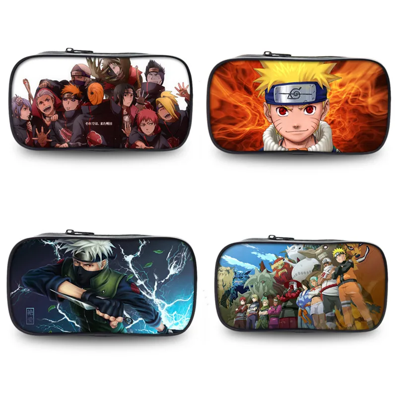 

Anime Naruto akatsuki kakashi printed figure Pencil Case Student Stationery Pen bag Storage Box Student Start School gifts