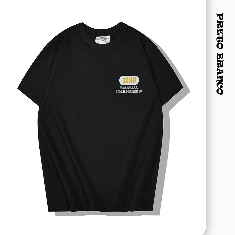 Черно-белая бейсбольная Спортивная футболка ORQ с круглым вырезом и коротким