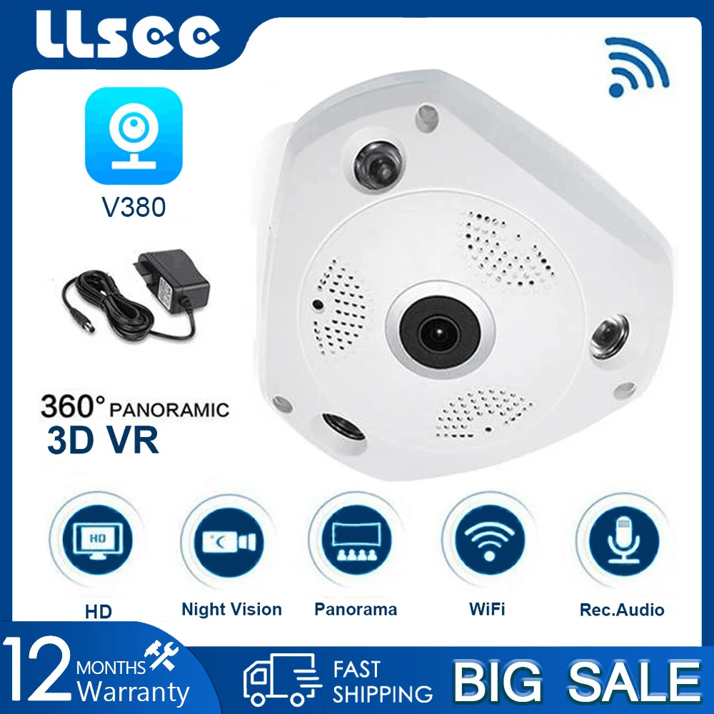 LLSEE Panoramic HD Night Vision 1080P 360 ° VR Panoramic WIFI IP Wireless Camera Home Safety CCTV Video Surveillance Camera