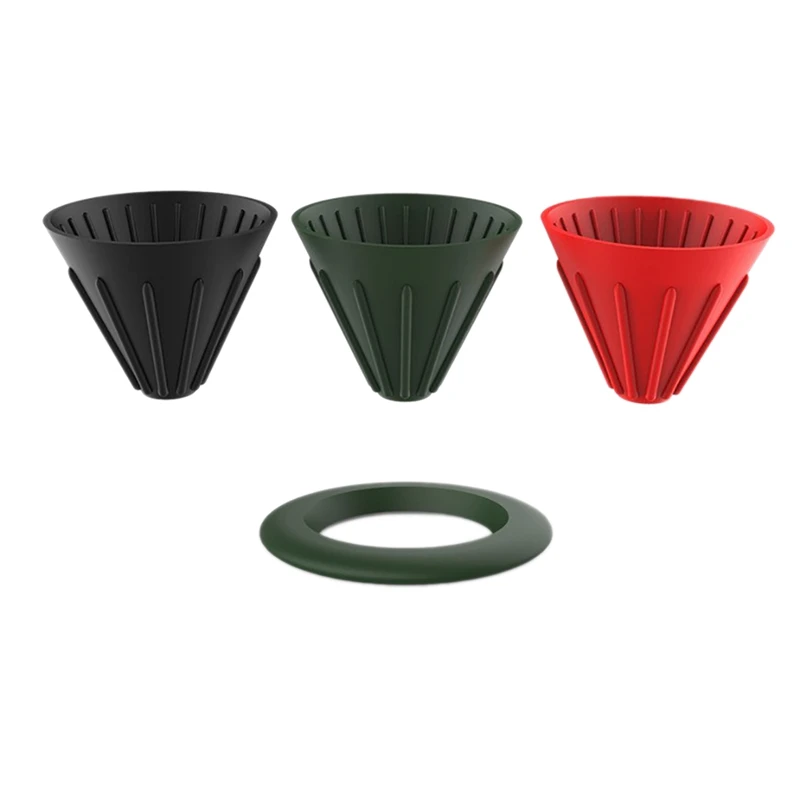 

3 Pcs Coffee Dripper Filter Cup Reusable Silica Gel Coffee Filter Foldable Coffee Funnel Drip With 1 Pcs Base