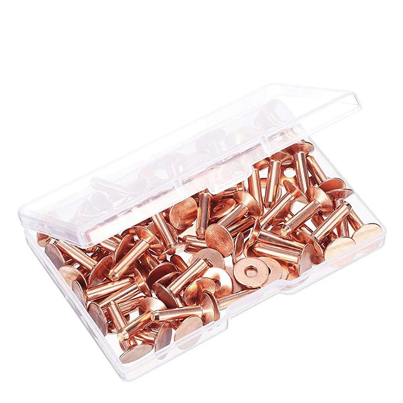 

100 Sets Copper Rivets and Burrs Washers Leather Copper Fastener for Collars Leather DIY Craft Supplies