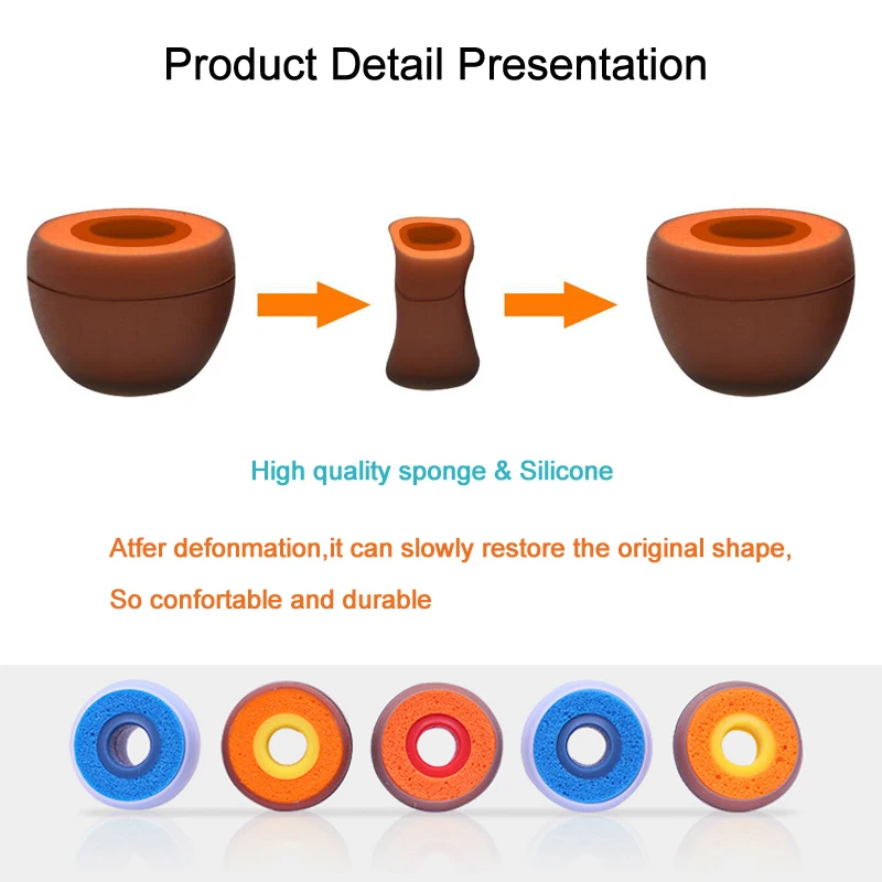3 пары силиконовых насадок для ушей из пены с эффектом памяти сменные наушники TWS