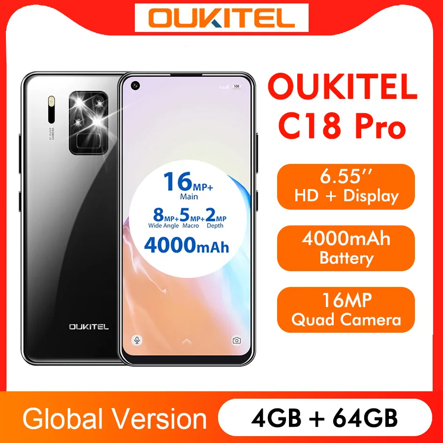 Смартфон OUKITEL C18 Pro на Android 6 55 восемь ядер экран 10 0 дюйма 4 Гб + 64 ГБ - купить по