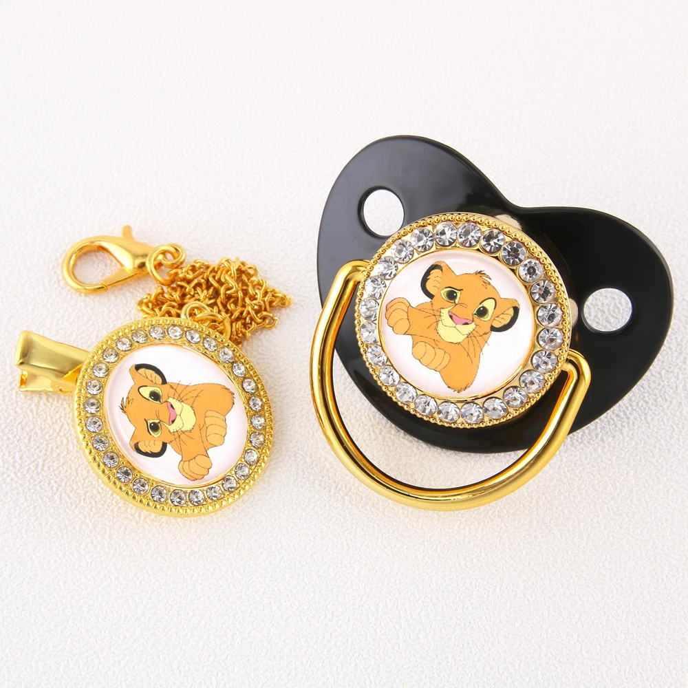 

The Lion King Luxury Baby Pacifier with Chain Clip Newborn BPA Free Bling Dummy Soother Chupeta 0-12 Months