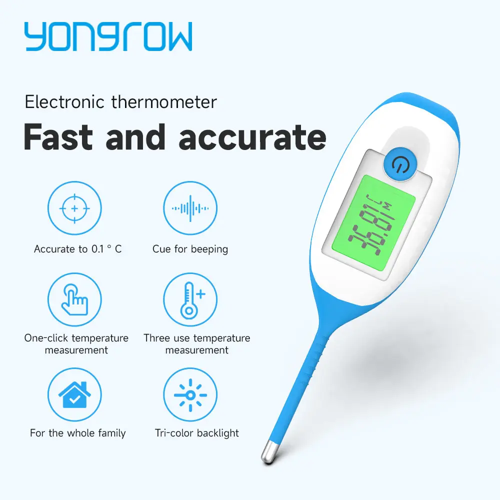 

Yongrow Digital Body Basal Thermometer LCD Digital Thermometer High-Precision Oral Electronic Thermometer For Fever By Femometer