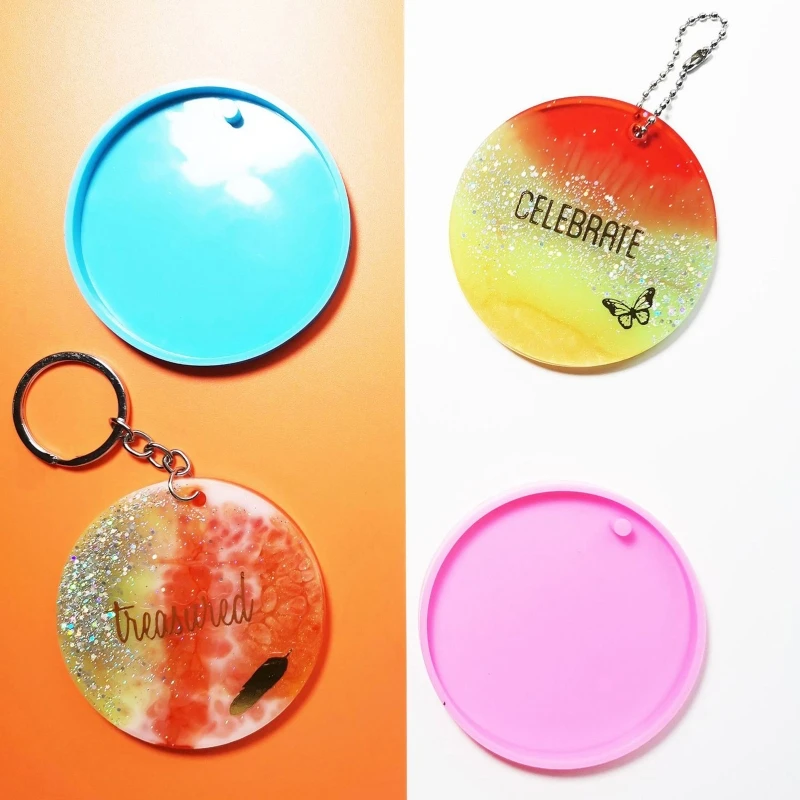 

Silicone Mold Diy Big Round Keychain Bag Pendant Drop Mold for DIY Crafts