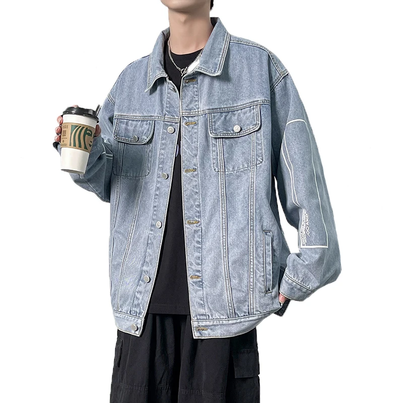 

Spring Casual Loose Plus Size Shopping Cotton Printed Denim Jacket Long Sleeve Warm Handsome Row Of Buttons Trendy Jacket