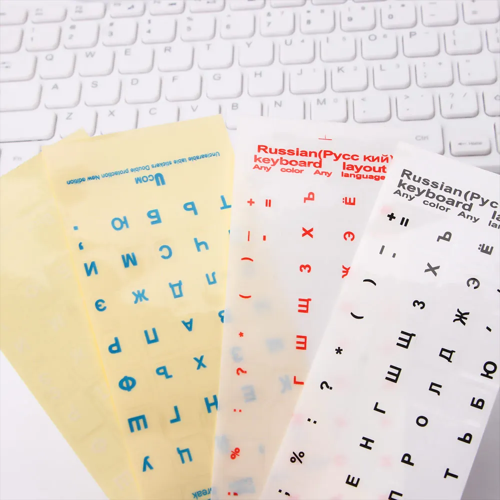 

Russian Transparent Keyboard Stickers Russia Layout Alphabet Black White Label Letters for Notebook Computer PC Laptop