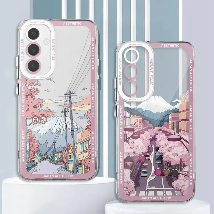 Sakura Street Japan phone Case for Samsung A13 A14 A15 A23 4G 5G A24 A25 A33 A34 A53 A54 A73 A35 A55 bag
