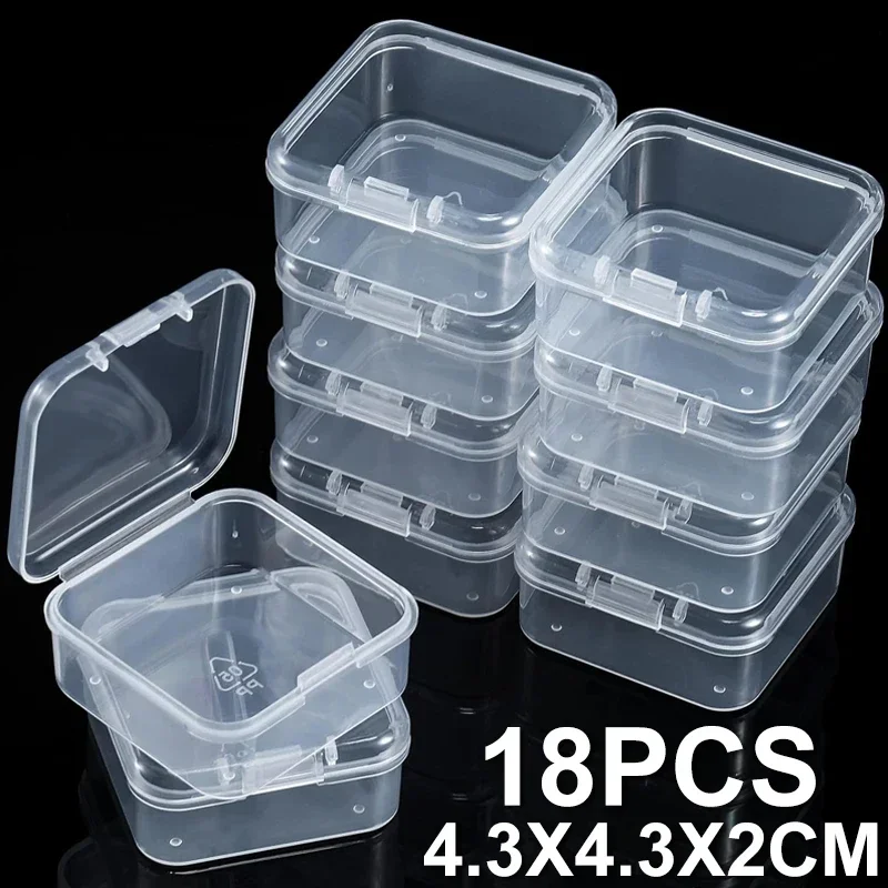 

6-60PCS Clear Bead Storage Box Small Plastic Bead Organizer Containers with Hinged Lid for Jewelry Making Craft Supplies Parts