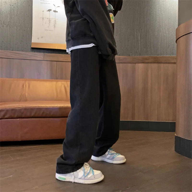Men's Jeans Trendy Brand Retro Loose Straight Leg Trend High Street Hip Hop Wide Leg Trousers Fashion Streetwear штаны мужские