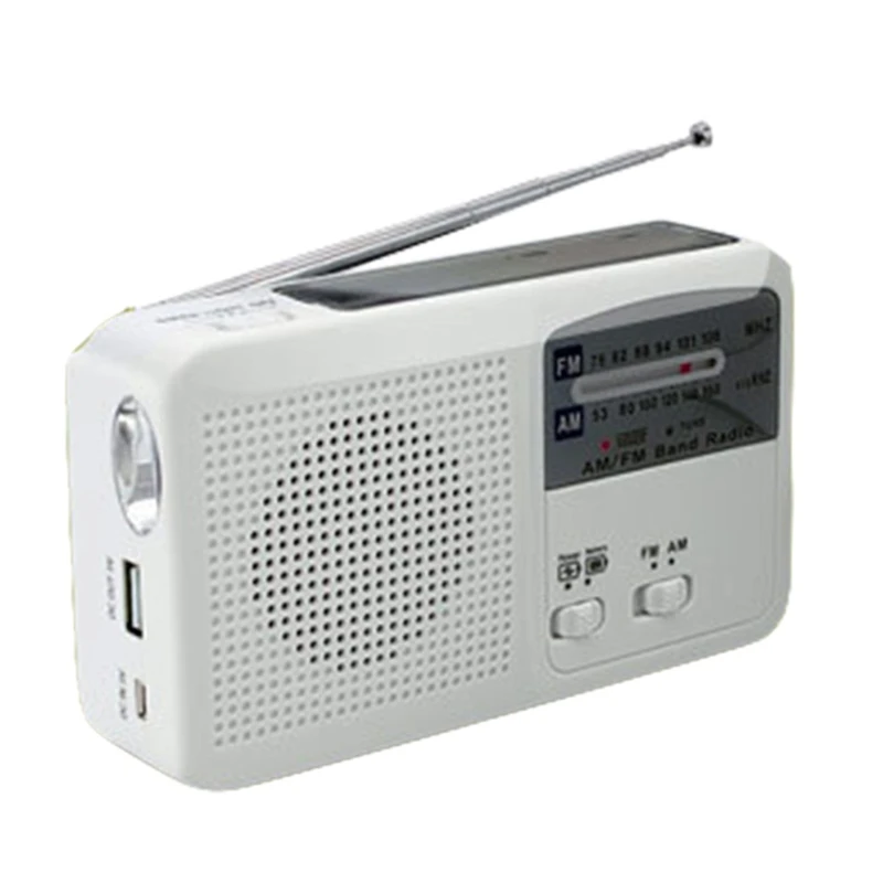 

Portable Radio AM/FM Solar Hand Crank Radio 500mAh Battery with LED Flashlight