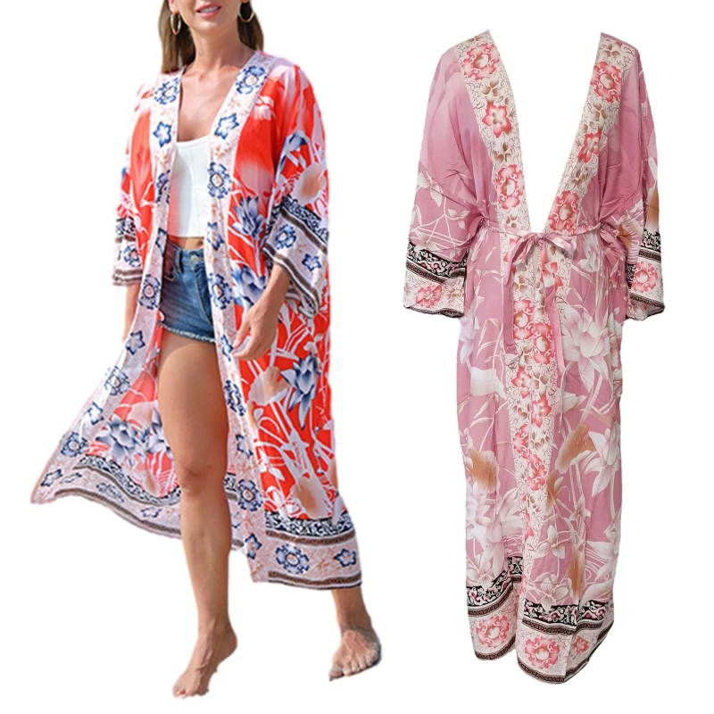 

Накидка для бикини Y166, Пляжное Платье, летняя пикантная пляжная одежда, туника с цветным принтом, накидки