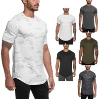 2022 summer new muscle fitness round neck sports mens t shirt breathable casual solid color short sleeve mens top
