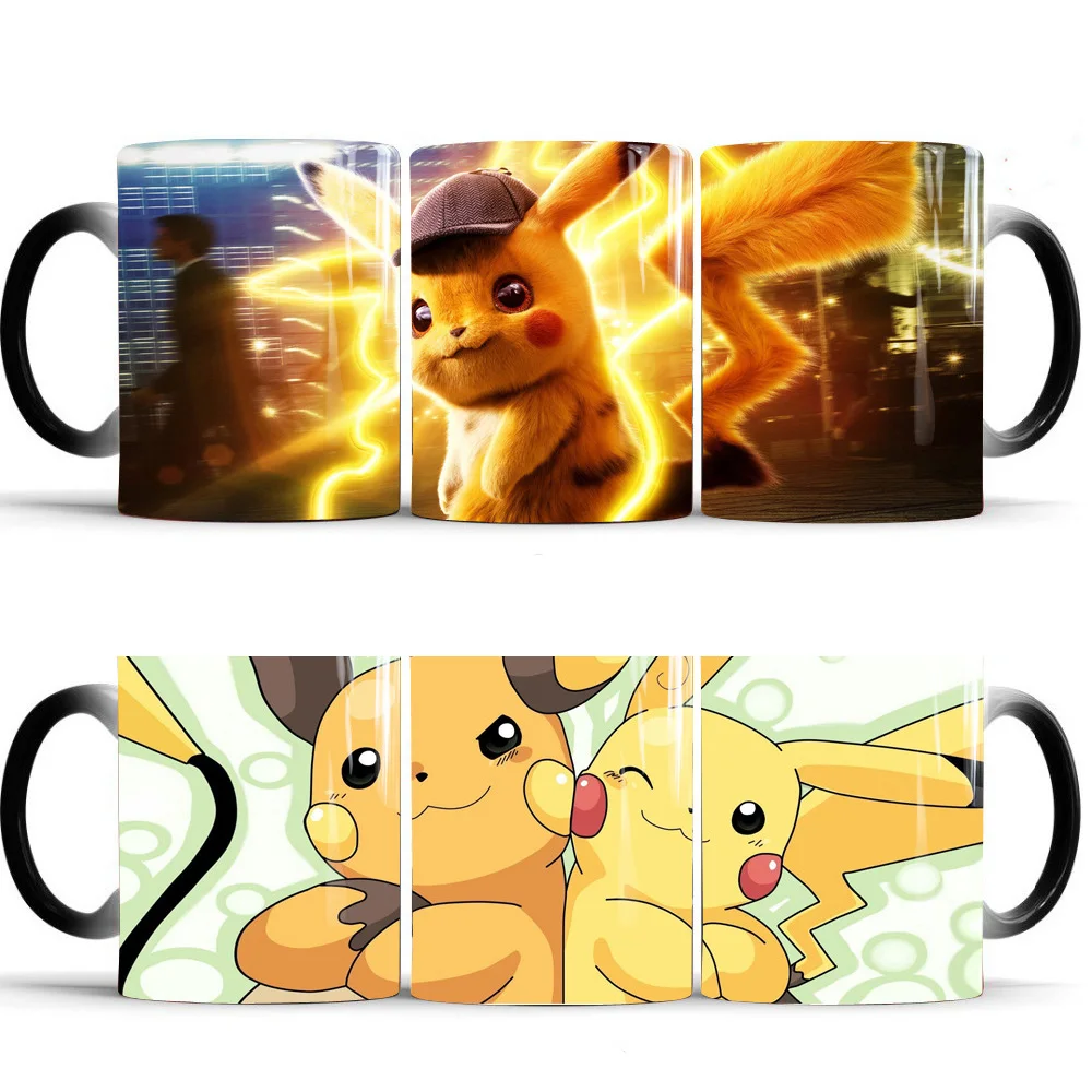 Novo pokemon pikachu diy personalizado magia caneca de cerâmica obter cor quente em mudança café leite xícara de chá anime cor em mudança copo de água