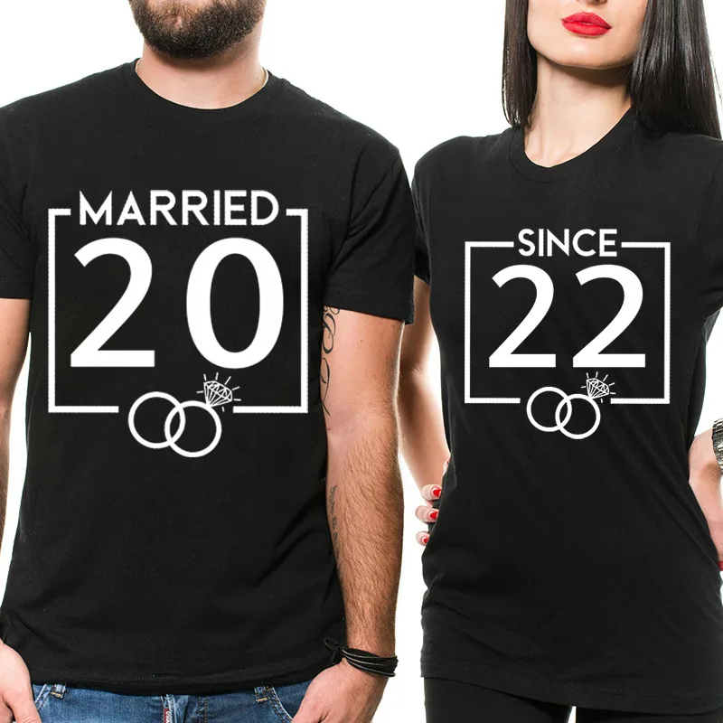 

MARRIED 2022 MR MRS Print Couple T Shirt Short Sleeve O Neck Women Loose Tshirt Fashion Lovers Tee Shirt Tops Camisetas Mujer