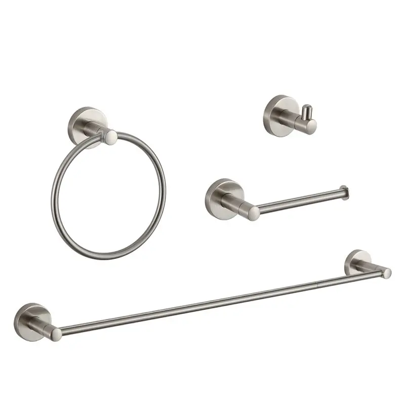 

Stylish Adjustable 24 Inches Brushed Nickel 4-Pieces Bathroom Towel Rack Hardware Set Accessories for Bathroom.