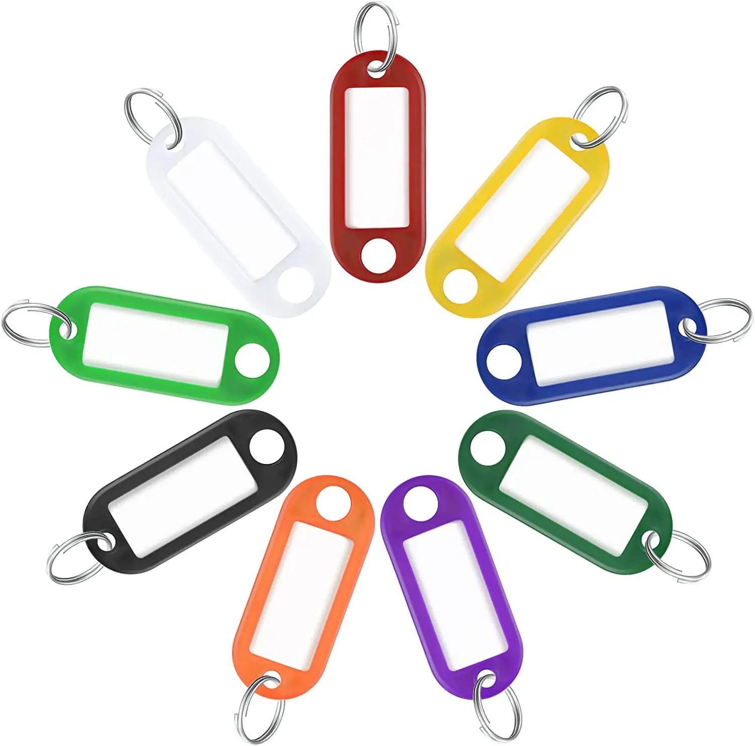 

24 Pack Tough Plastic Key Tags with Split Ring Label Window, Assorted Colors