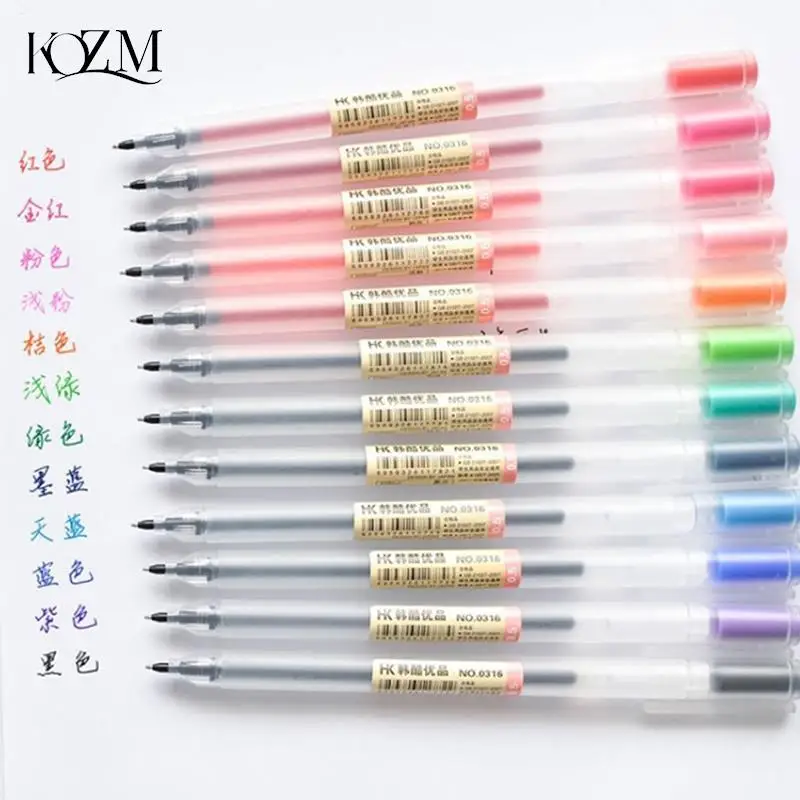 

12Pcs Creative 12 Colors Gel Pen 0.5mm Ink Pens Marker Writing Stationery Fashion Style School Office Supplies Gift