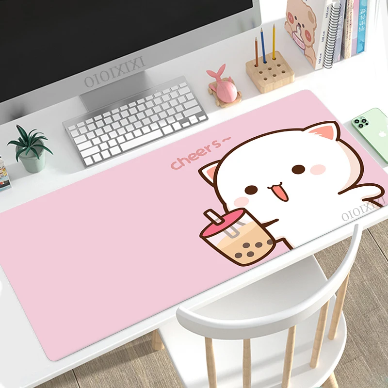 Cute Anime Peach Mochi Cat Mouse Pad Gaming XL HD Home New Mousepad XXL Playmat Soft Office Carpet Natural Rubber Table Mat