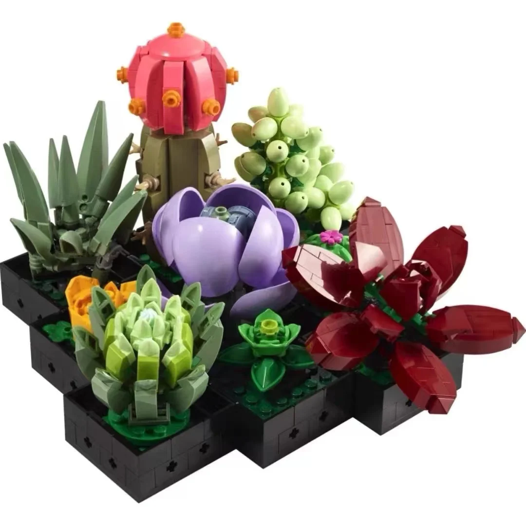 

2022 new Ideas Succulents Bird of Paradise Orchid Flowers Bouquets Plants Building Blocks Bricks Toy for Girl Gift