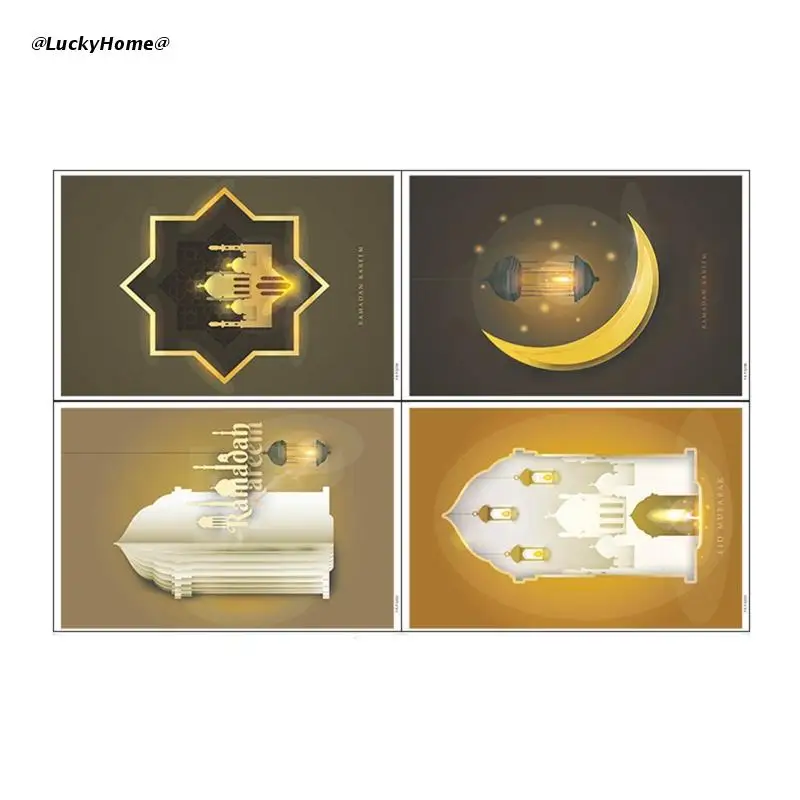 

Настенные наклейки 11UA Eid Mubarak, 4 листа, зеркальные строительные оконные наклейки для исламского мусульманского Рамадана вечерние, гостиной