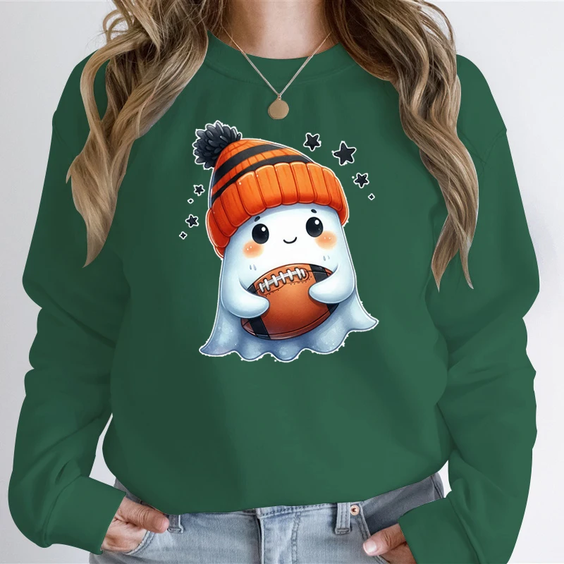 Бейсбольная Толстовка с забавным принтом призрака Женский пуловер рисунком на