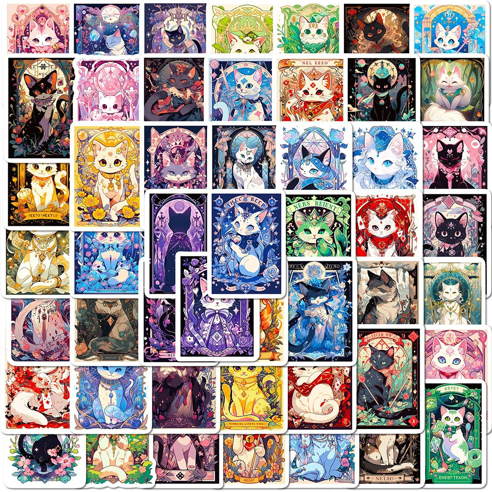 

10/30/50PCS Cartoon Cute Cat Tarot Cards Stickers Decals DIY Skateboard Notebook Luggage Fridge Bike Sticker Fun for Kid Gift