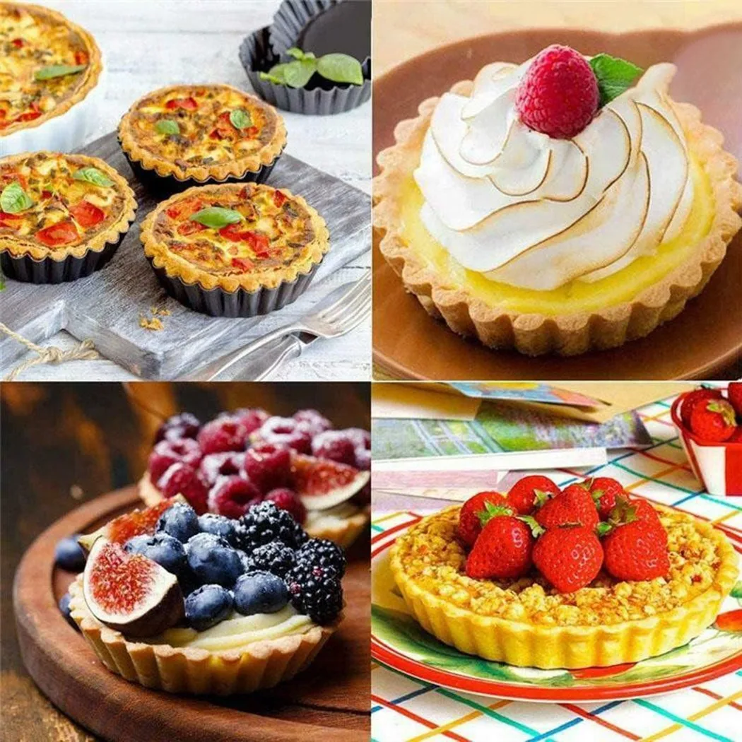 

Durable High Quality Brand New Non-Stick Tart Pan Baking Bottom Cake Carbon Steel Cases Mini Pizza Quiche Pans
