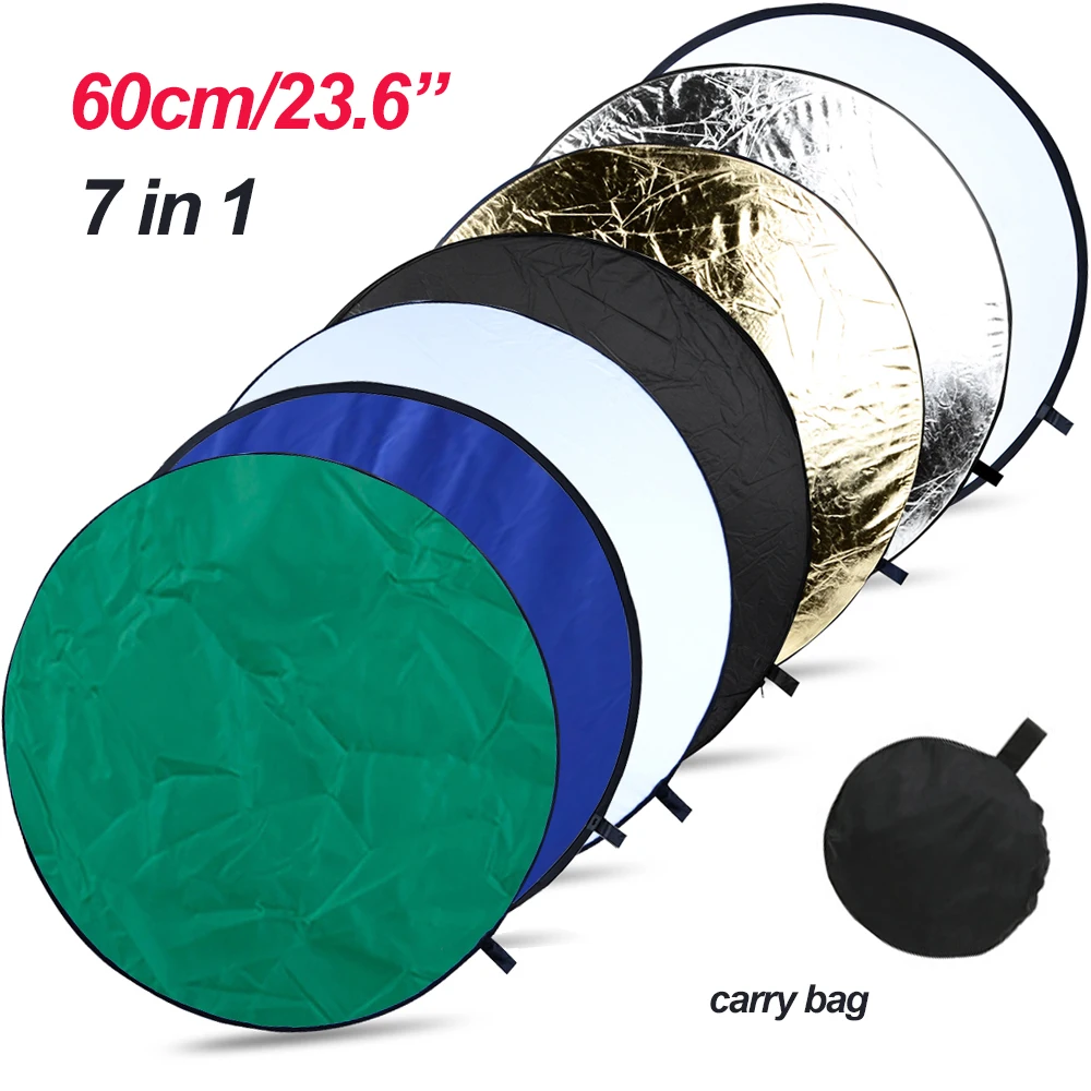 

24" 60cm Reflector 2in1 5in1 7in1 Photography Collapsible Portable Light Round Reflector For Studio Multi Photo Disc Diffuer