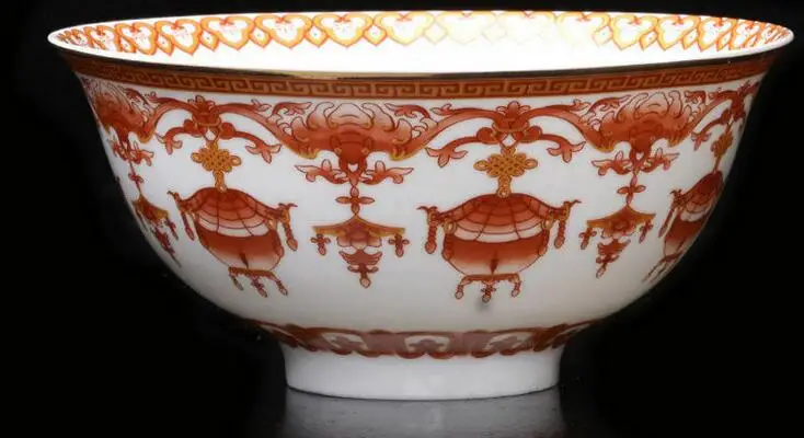 

Chinese Porcelain Bowl Of Hand painted Lantern W Qing QianLong Mark