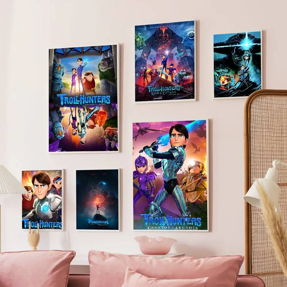 Фото Постер T-Trollhunters T-Tales Of A-Arcadia Whitepaper, постер высокого качества, настенная живопись, декор для стен кабинета №4