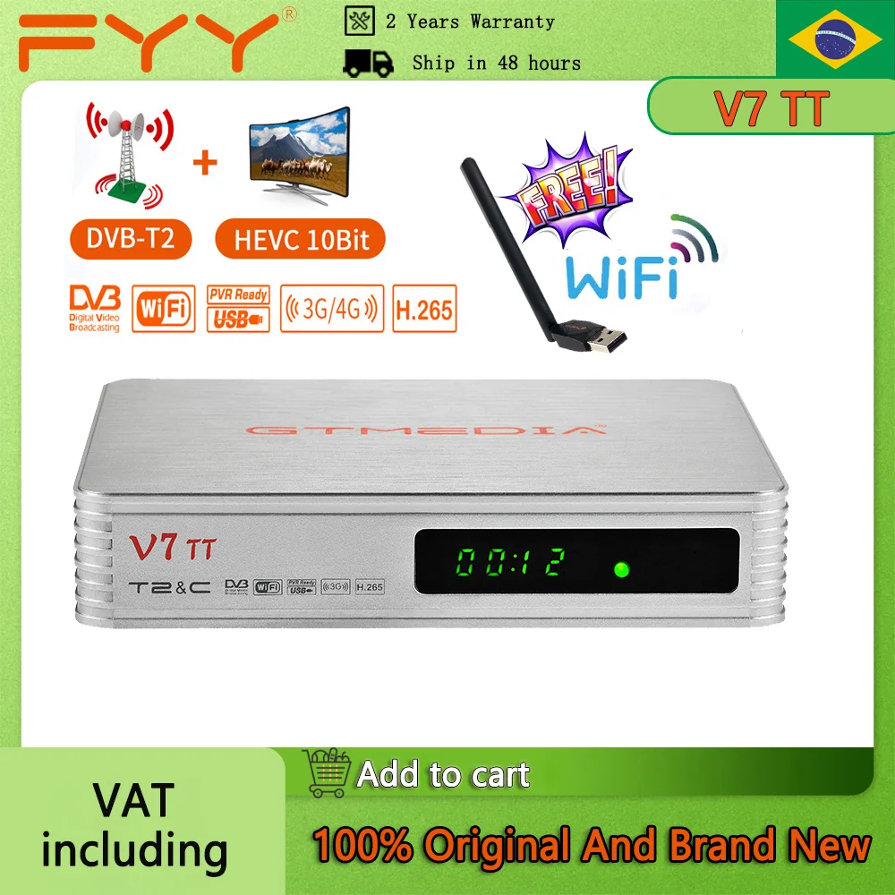 GTMEDIA V7 TT Decoder DVB-T2 / C J.83B 1080P Full HD приемник цифрового наземного ТВ тюнер рецептор H.265