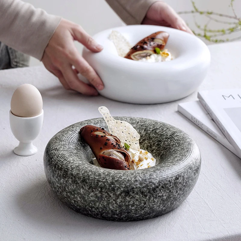 

Японская круглая чаша, креативные керамические бытовые блюда, десертные блюда в Западном ресторане