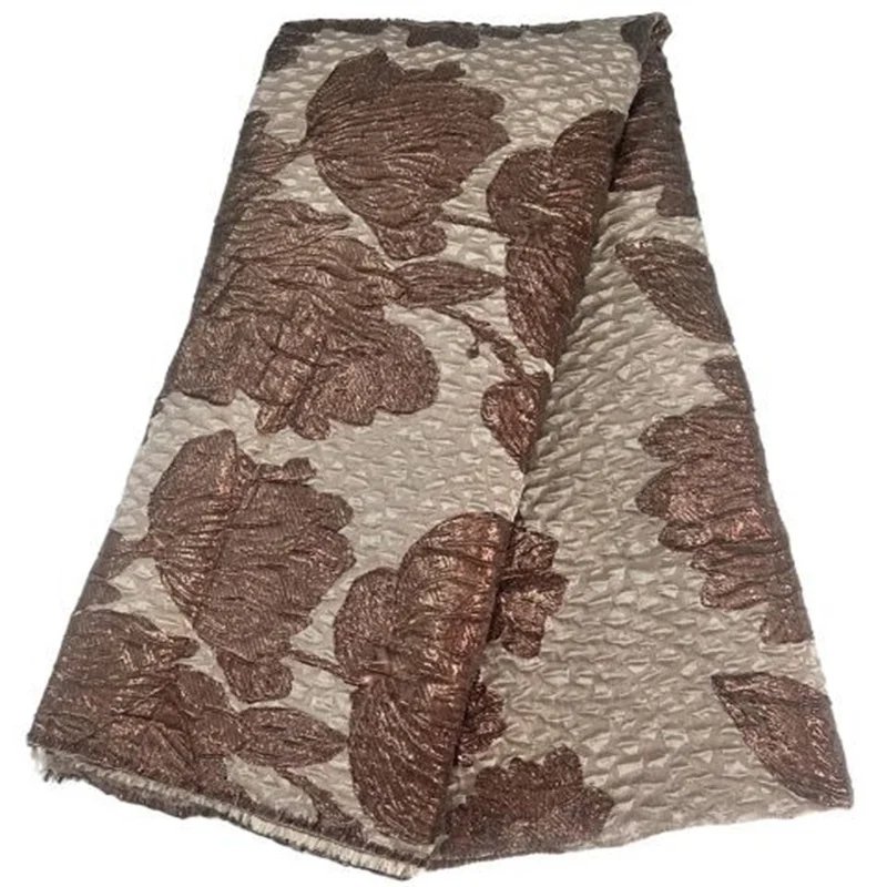 

Высококачественная искусственная кружевная ткань, 5 ярдов, нигерийская жаккардовая позолоченная кружевная ткань для женского свадебного платья