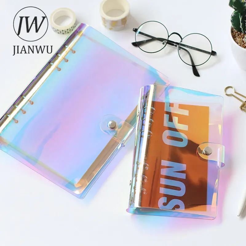 JIANWU 2018 NEW A5 A6 PVC Creative Laser Binder Loose Notebook Diary Loose Leaf Note Book Planner Office Supplies
