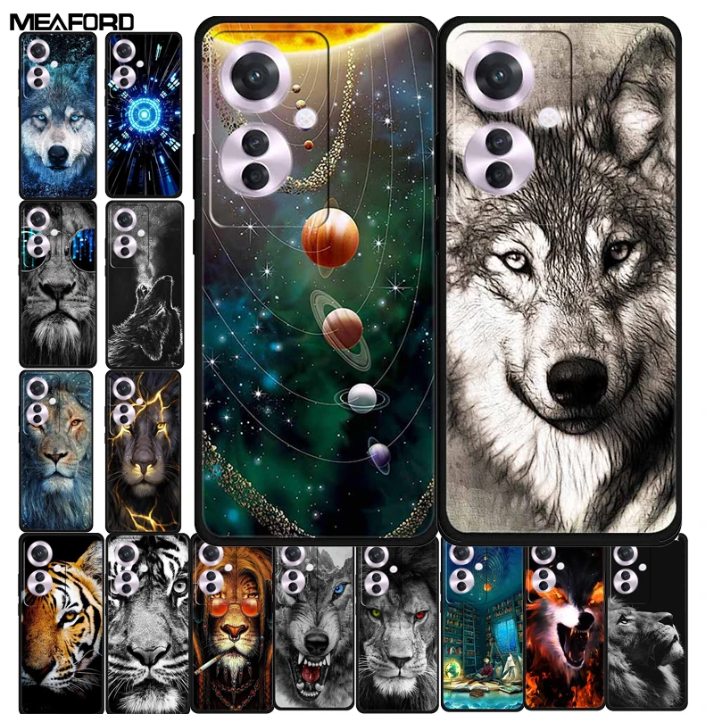 Чехол Fundas для Oppo Reno11 F Reno11F Wolf Lion мягкий черный силиконовый защитный чехол из ТПУ