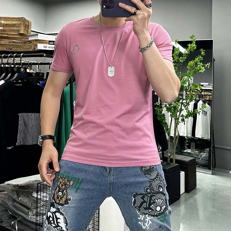 Футболка мужская с коротким рукавом приталенная дышащая рубашка маленьким